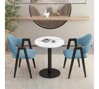 Modern 3-Piece Dining Set with Upholstered PU Chairs - Versatile Negotiation Table & Round Table for Office Reception Club Small Conference Rooms and Coffee Areas
