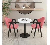 Modern 3-Piece Dining Set with Upholstered PU Chairs - Versatile Round Table & Negotiation Table for Office Reception Club Small Conference Rooms & Coffee Kitchens