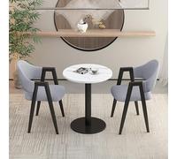 Modern 3-Piece Dining Set with Upholstered PU Chairs - Versatile Round Table & Negotiation Table for Office Reception Club Small Conference Rooms and Coffee Areas