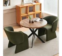 Modern 3-Piece Dining Table Set for 2-37" Round Kitchen Table with 2 Cozy Upholstered Barrel Chairs - Stylish Dining Room Furniture for Home & Living Room