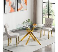 Modern 3-Piece Dining Table Set for 2-47.2" Round Kitchen Table with Sturdy X-Sd Metal Legs & 2 Chairs Perfect for Small Dining Rooms & Apartments