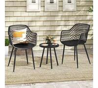 Modern 3 Piece Patio Table and Chair Set Bistro Set Wyld and Coco Black 1 Pack