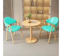 Modern 3-Piece Round Dining Table Set for 2 Compact 60cm Kitchen & Office Reception Table with PU Upholstered Chairs Stylish Dining Combo for Small Spaces