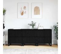 Modern 3 Piece Sideboard Set 180x35x70 cm Black Oak h Two Doors & Four Cartments Metal U Legs Slish Buffet for Kitchen & Dining Room Living Room Sto