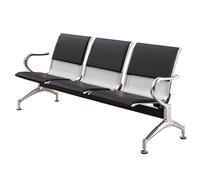 Modern 3 Seat Leather Reception Chair with Arms Comfortable Guest Bench for Airports Hospitals and Banks Ideal Waiting Room Furniture.