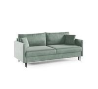 Modern 3-Seater Velvet Sofa Mara 209cm with Bed Box Stylish Mint Couch with Storage Comfortable Living Room Furniture Sleek Vurs Riviera Fabric Design Perfect for Home Decor