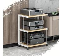 Modern 3-Tier AV Cabinet Rack for Amplifiers & Record Players - Portable Corner Storage Shelf Stylish White Design (70cm) - Perfect for Home Theater & Living Room
