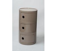 Modern 3-Tier Vertical Side Cabinet with Drawers Multi-Function Storage End Table Sliding Door Bedside Table Stylish Cumin Color Ideal for Living Room & Bedroom