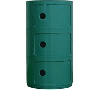 Modern 3-Tier Vertical Side Cabinet with Drawers Multi-Functional Sliding Door End Table & Storage Stylish Medieval Green Nightstand for Bedroom & Living Room