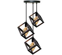Modern 3 Way Hanging Pendant Lighting, E27 Adjustable Ceiling Cluster 3 Light Fitting, Metal Light Shade Lamp Pendant Lights Simple Style for The Living Room, Club, Bar, site of Coffee (Square)