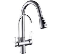 Modern 3-Way Kitchen Faucet with Dual Spray Brushed Nickel & Chrome Finish Water Filter Compatible Easy Installation Sleek Design for Contemporary Homes