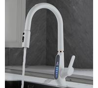 Modern 3-Way Kitchen Faucet with Pull-Down Sprayer Touch Control Swan Neck Design Removable Filter Stylish Mixer Tap for Home & Restaurant Use Easy Install