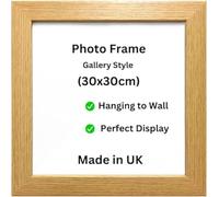 Modern 30x30cm Picture Frame 30x30 Square Wooden Photo Frames With Perspex Front & Wall Hanging Hooks - Poster Frames White Black Oak (Oak)