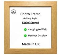 Modern 30x30cm Picture Frame In Multiple Colors & Sizes 30x30 Wooden Frames With Perspex Front & Wall Hanging Hooks - Poster Frames White Black Oak (Oak)