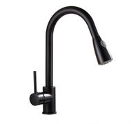 Modern 360° Rotating Kitchen Faucet with Pull-Down Sprayer, 2 Spray Modes, Brass Single-Handle Mixer, Sl lack Sink Tap for Home Cooking and Bar Use