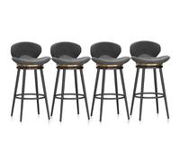 Modern 360° Swivel Bar Stool - Velvet Upholstered Counter Height Chair with Metal Footrest Stylish Tall Stool for Kitchen Island 29.5'' H Set of 1