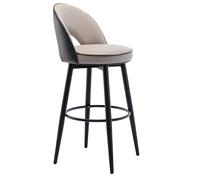 Modern 360° Swivel Bar Stools Napa PU Leather Upholstered Kitchen Chairs with Steel Legs & Footrest Perfect for Kitchen Counter Restaurant Pub Lounge - Gray Khaki