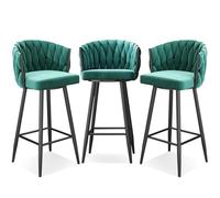 Modern 360° Swivel Bar Stools Set of 1/2/3/4 - Adjustable Height 25.6/29.5 Inch Upholstered with Steel Legs & Footrest Stylish Grey & Black Kitchen Seating