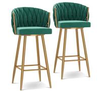 Modern 360° Swivel Barstools - Adjustable Height Steel Legs & Footrest Grey & Black Upholstered Kitchen Chairs Set of 1/2/3/4 25.6/29.5 Inch Seat Height