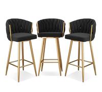 Modern 360° Swivel Barstools with Steel Legs and Footrest, Upholstered Kitchen Chairs for Bar Height Comfort