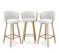 Modern 360° Swivel Barstools with Steel Legs and Footrest, Upholstered Kitchen Chairs for Bar Height Comfort