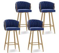 Modern 360° Swivel Barstools with Steel Legs and Footrest, Upholstered Kitchen Chairs for Bar Height Comfort