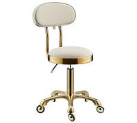 Modern 360 °Swivel Chair Beauty Barber Shop Salon with Backrest and PU Pads, Height Adjustable 44-59 cm, White Interesting