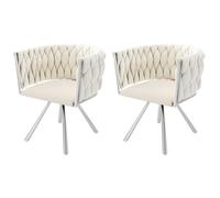 Modern 360° Swivel Dining Chair with Adjustable Feet Plush Upholstered Seat Backrest & Neck Support Stable Metal Legs Soft & Comfortable (Silver Set of 2)