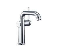Modern 360° Swivel Kitchen Faucet, Single Handle Brass Tap for Hot & Cold Water, Milky White Finish, Compact Design for Small Spaces, Sleek Silver Accents