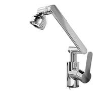 Modern 360° Swivel Kitchen Faucet with Robotic Arm, Dual Spray Soft Bubble & Shower, Flexible Stainless Steel Design, Easy Installation, Sleek Silver Finish