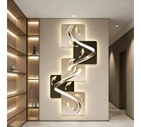 Modern 3D Art Wall Decoration with LED Light Ribbon design Creative Vision Wall Painting Plug-in Power Supply large Luxury Creative Hanging Mural Painting frameless(A,50*100cm/19.7*39.4in)