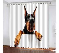 Modern 3D Dog Curtains for BedroomThermal Insulated Polyester Window Drapes 2Piece Set with Grommets Privacy Protection Stylish Pet Theme Decor.