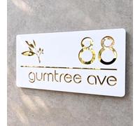 Modern 3D Eucalyptus Leaves Laser Cut Double Layer Floating Personalized Modern House Number Plaques Signs