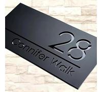 Modern 3D Floating House Numbers for Outdoor - Custom Laser Cut Acrylic Sign, Weatherproof, 4 Colors & 2 Backgrounds (Matte Black/White), 3 Sizes (11", 16", 18")(Black)