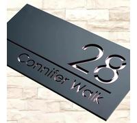 Modern 3D Floating House Numbers for Outdoor - Custom Laser Cut Acrylic Sign, Weatherproof, 4 Colors & 2 Backgrounds (Matte Black/White), 3 Sizes (11", 16", 18")(Rose Gold)