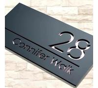 Modern 3D Floating House Numbers for Outdoor - Custom Laser Cut Acrylic Sign, Weatherproof, 4 Colors & 2 Backgrounds (Matte Black/White), 3 Sizes (11", 16", 18")(Font-Rose Gold)
