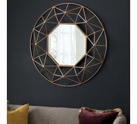 Modern 3D Gold Metal Frame Round Mirror 88.5cm Diameter Agenzia 14 Gold Large