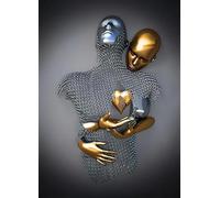 Modern 3D Metal Character Poster, 3D Art Sculpture Effect Decorative Painting, Romantic Couple Embrace Effect, Bedroom, Living Room Background Wall Poster Set, Frameless. (B 9, 20x30cm*1)