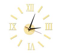 Modern 3D Mirror Wall Clock - Roman Numerals Sticker, Large Frameless Acrylic Clock, Wall Decoration, Gold