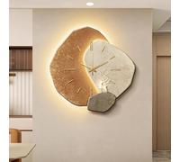 Modern 3D Moon Wall Art Decor Clock, Home Decor Wall-Mounted Clock with LED Light, Irregular Creative 3d Walls Art Decorative, Simple Arts Mural for Home Restaurant Hotel (Style 3 60x60cm/23