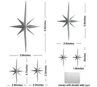 Modern 3D-Printed Star Wall Sculpture Set - Retro Celestial Decor for Living Room, Bedroom & Nursery, Silver/Black/Gold Plastic Wall Art, 6-Piece(Silver)