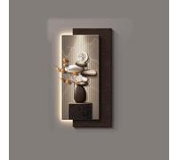 Modern 3d Sandstone LED Wall Art with Simulation Plant, Wall Light Decoration Relief Painting Frameless Rock Landscaping Sculpture Decor for Living Room Hallway hotel.(A,50 x 100 cm/19.7 x 39.4 in)