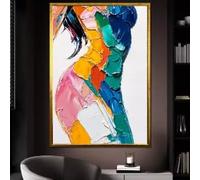 Modern 3D Texture Colorful Graffiti Figure Canvas Painting Abstract Bold Tones Sexy Feminine Art Posters Print Decor(20x30cm)