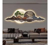 Modern 3D Wall Art Decor with LED Light, Mountain and Water Landscape Hanging Paintings for Home Entrance Hallway, Perfect for Living Room and Office Decoration