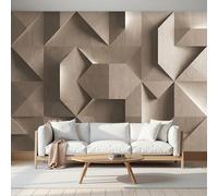Modern 3D Wood Grain Geometric Relief Non-Woven Premium Wallpaper Mural Modern Rectangles Triangles 250X175Cm 3D Photo Wallpaper Wallcoverings For Bedroom Living Room Tv Backdrop Kitchen, Ochre