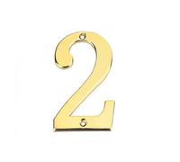 Modern 3inch 7cm Metal Houses Sign Numbers for Outside with Screws Solid Zinc Alloy, Gold/Bronze 3D Mailbox Plaque Address Plate Digits 0-9, for Yard Home Room Street Apartment Door Screw(Gold,2)