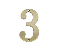 Modern 3inch 7cm Metal Houses Sign Numbers for Outside with Screws Solid Zinc Alloy, Gold/Bronze 3D Mailbox Plaque Address Plate Digits 0-9, for Yard Home Room Street Apartment Door Screw(Brown,3)
