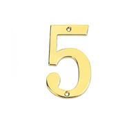 Modern 3inch 7cm Metal Houses Sign Numbers for Outside with Screws Solid Zinc Alloy, Gold/Bronze 3D Mailbox Plaque Address Plate Digits 0-9, for Yard Home Room Street Apartment Door Screw(Gold,5)