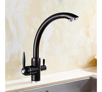 Modern 3Way Brass Kitchen Faucet with PullDown Water FilterDurable MixerEasy InstallationSleek Black Finish for Kitchen Sink