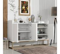 Modern 4-Door Buffet Credenza - Stylish Dining Room Sideboard for Living Room, Kitchen, Bedroom & Hallway Storage - White Console Cabinet for Home nization